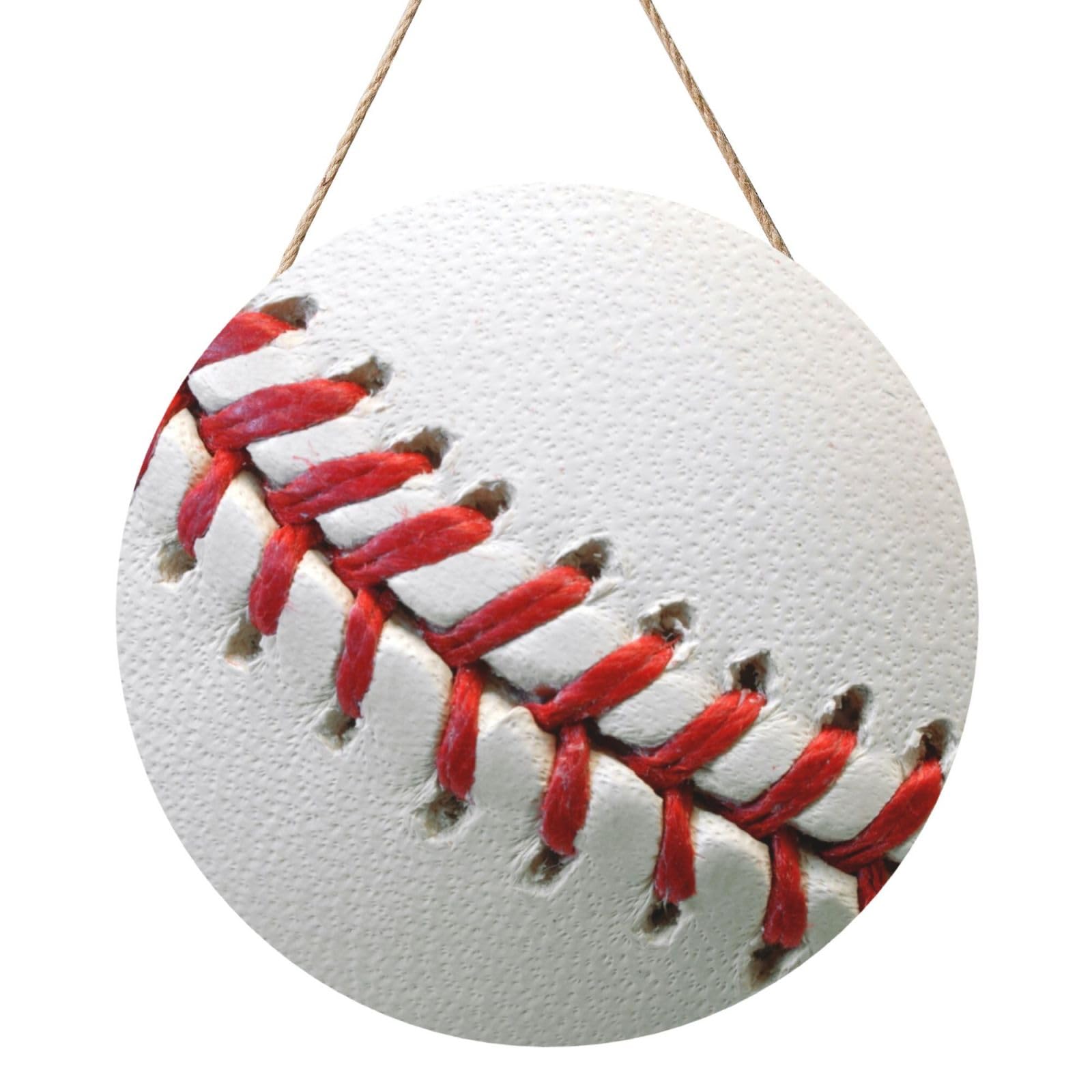 InOmak Sport Ball Baseball Printed, Round Wood Panel Painting 12 in, Wall Hanging Painting For Home