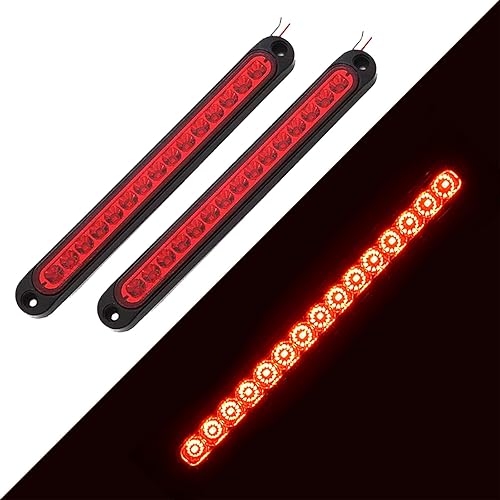 2 barras de luz LED de freno para automóvil con 15 bombillas, 9.8 pulgadas x 1.1 pulgadas, impermeables, luces traseras de camión, lámparas