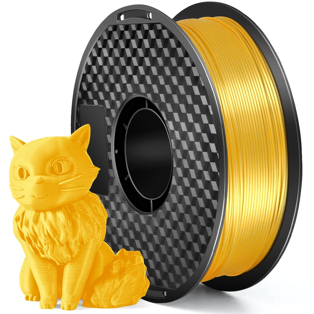 AnKun Silk PLA 3D Printer Filament 1.75mm 1kg (2.2lbs), Dimensional Accuracy +/- 0.02 mm, Gold 3D Printing Filament Spool Widely Compatible for FDM 3D Printers