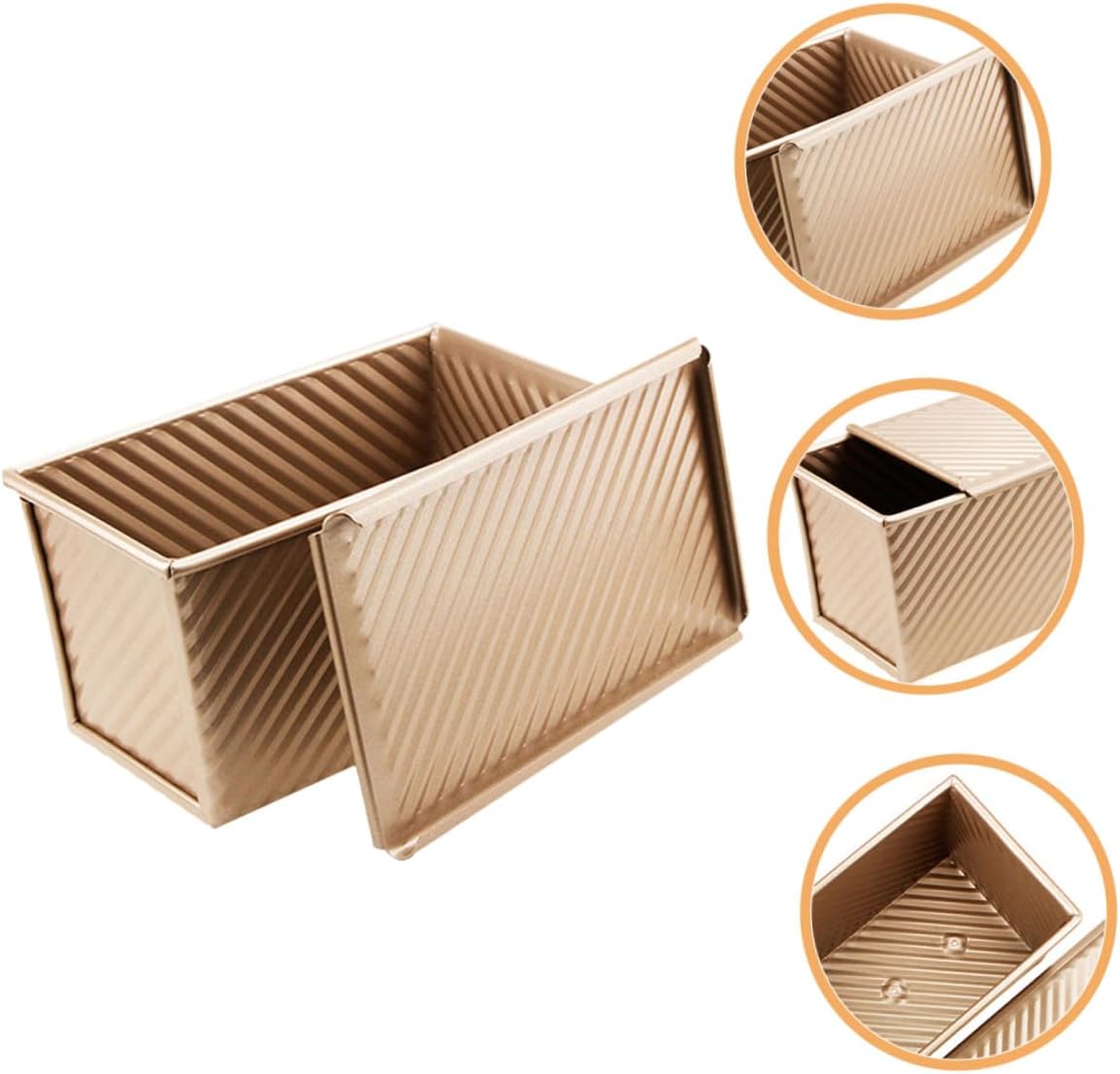 2pcs 450 Gram Nonstick Loaf Pan with Sliding Lid Bread Baking Mold for Homemade Toast Bread Pans with Cover Kitchen Bakeware