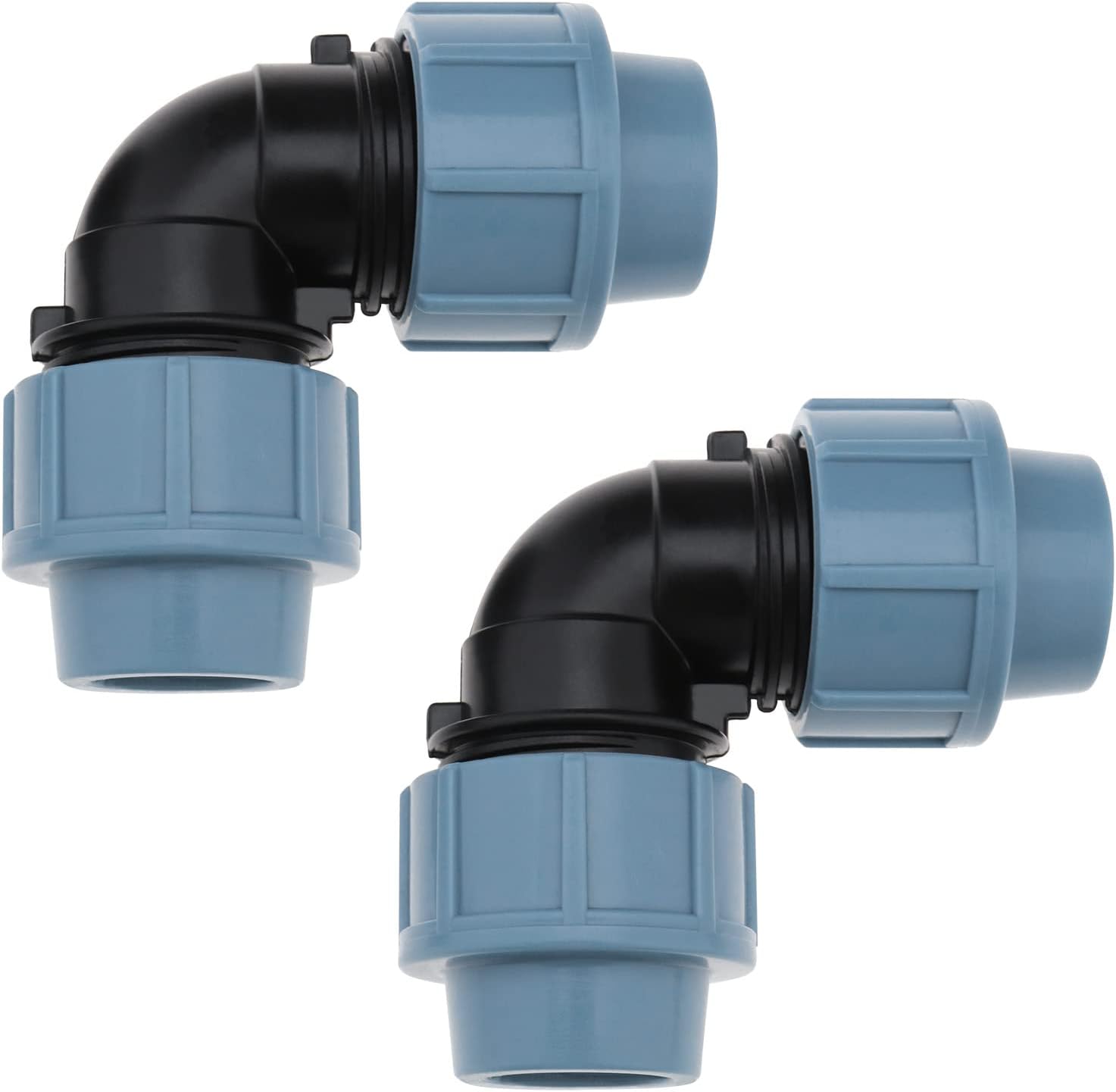 2Pcs Water Pipe Elbow Replacement Water Pipe Quick Couplings 90 Degree Plastic Compression Fittings Accessories for Irrigation System 20mm