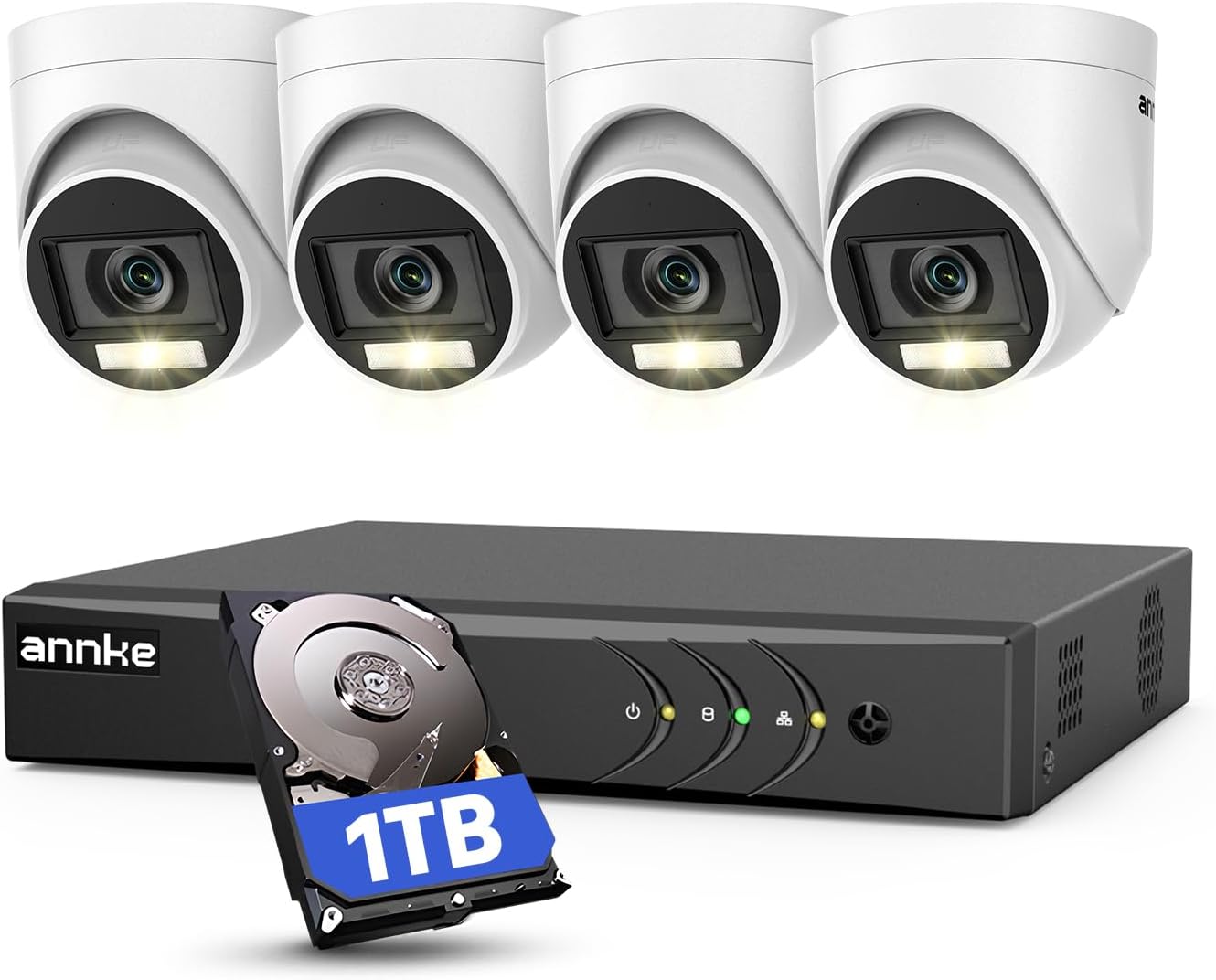 ANNKE Wired CCTV Security Camera System Outdoor with Audio, 8 Channel 5MP DVR with 4x Audio Camera, Color Night Vision, 1TB Hard Drive for 24/7 Recording Home Security Systems, Human/Vehicle Detection