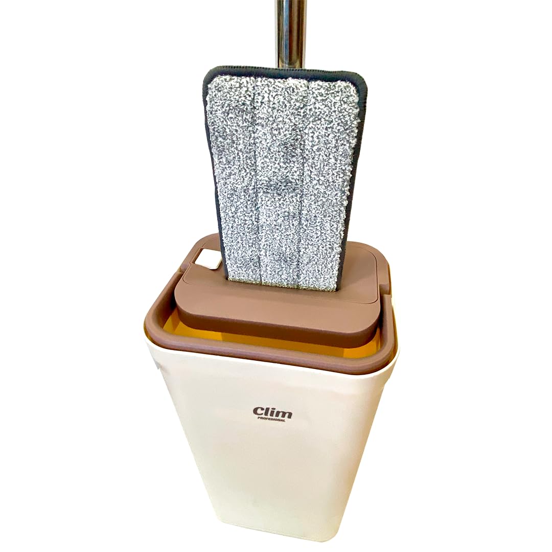 Clim Profesional Magic Mop - Mopa para Fregar con Cubo Autolimpiable.2 Recambios de Microfibra Lavables.Mango Acero Inoxidable.Empuñadura Antideslizante.Fregado de Suelos de Mármol,Madera,PVC,Muebles