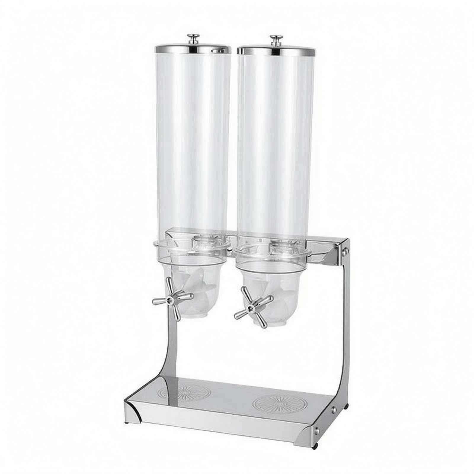Qianly Máquina Dispensadora Granos Cilíndrico Dispensador Cereal Transparente Base Rectangular Dosificador Granos, 7L Doble Cabezal