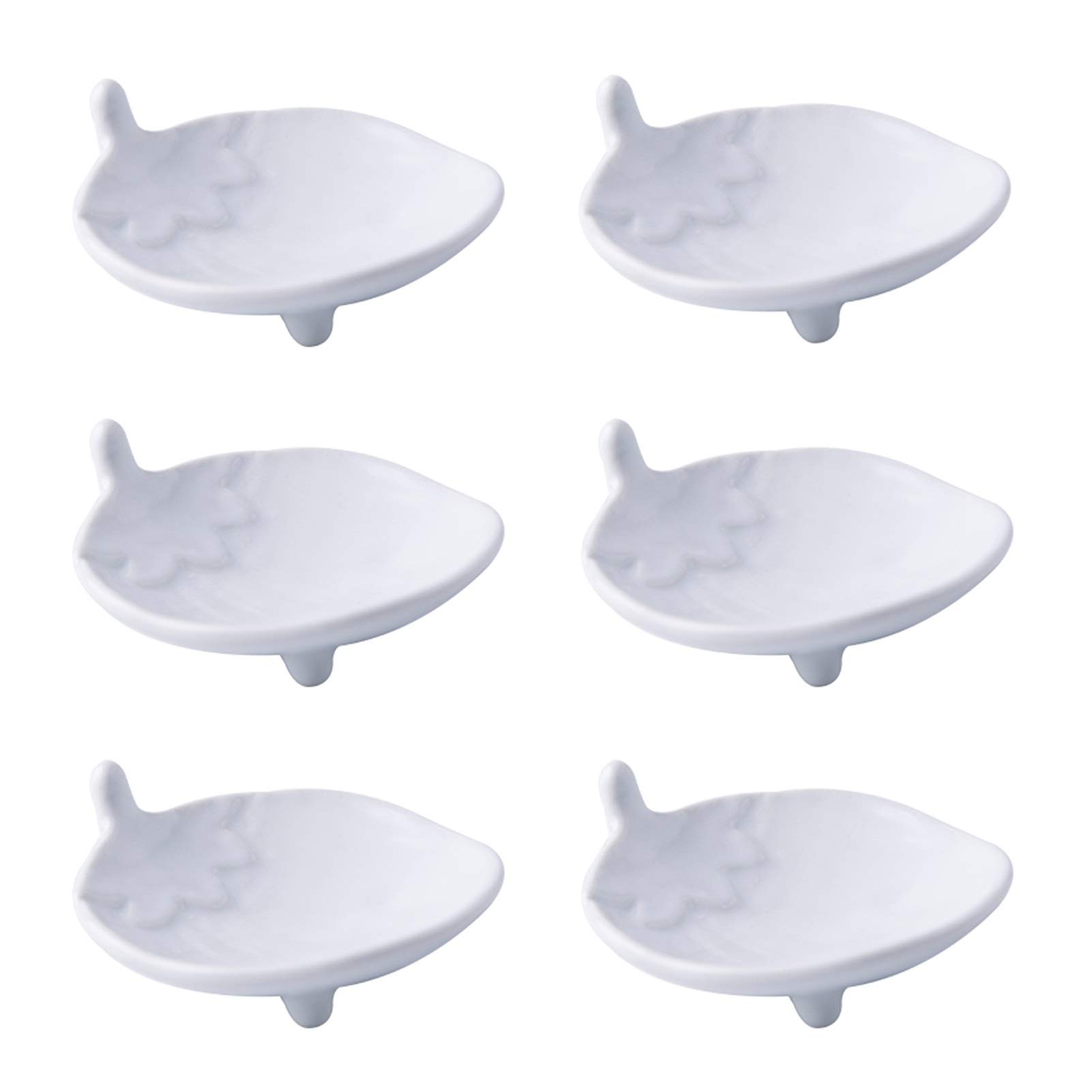 Salatteller Keramische Dip-Schalen Set Japanischer Stil 6 Packungen Soja-Sauce-Teller Mehrzweck-Seitenteller Schüssel Gewürzgerichte Soja-Tauchsauce-Gerichte (weiß / schwarz) Plastikteller ( Color : W