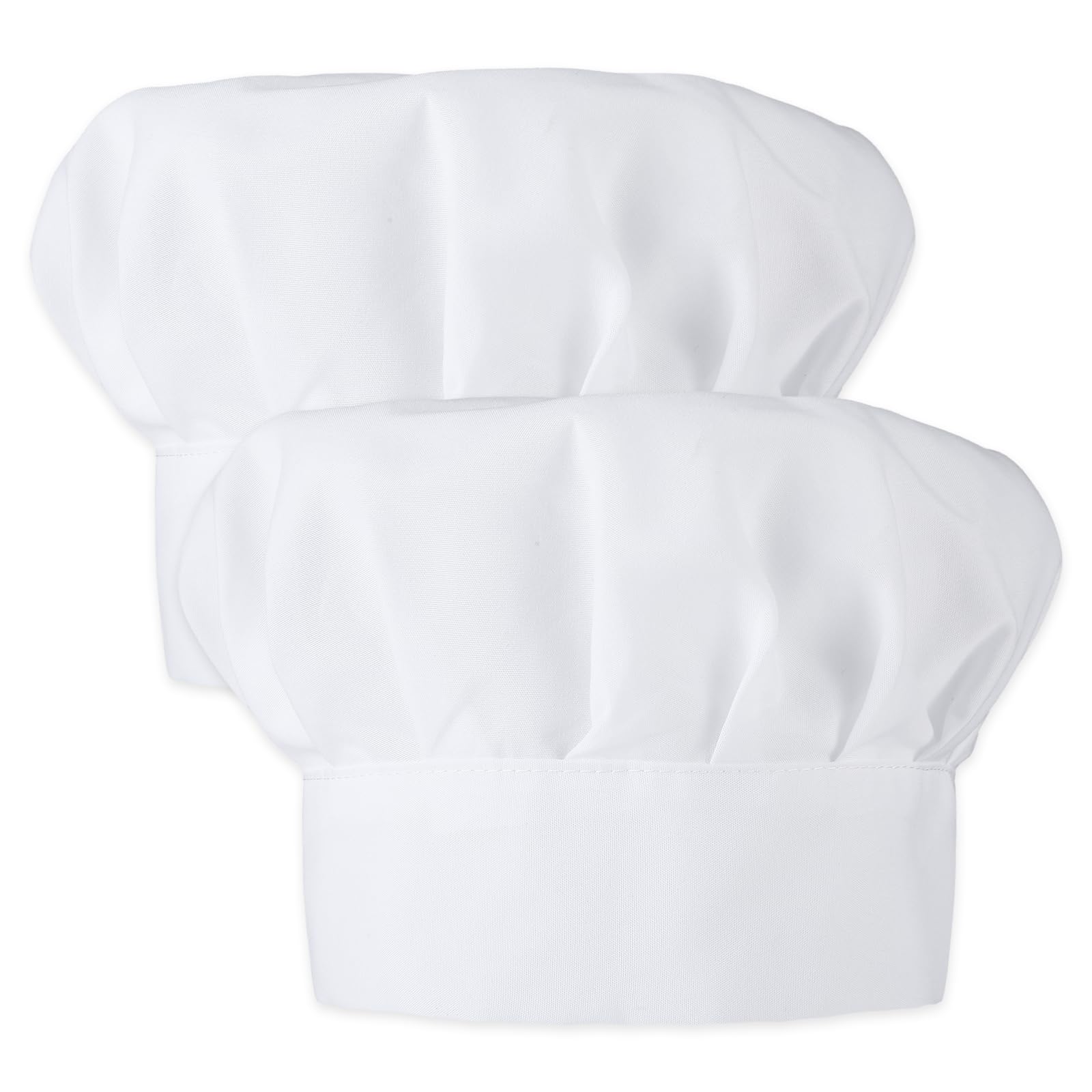 oruola2pcs Kids Chef Hat, Adjustable Elastic White, Head Circumference 19.68-21.26In, Polyester Cotton, Bakers Hat Accessories for Girls Boys