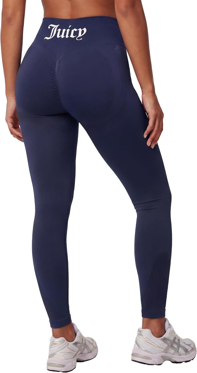 Juicy Couture Women's Seamless Leggings Yoga Pants Tummy Control High Waisted Running Gym Workout Athletic Pilates Soft
