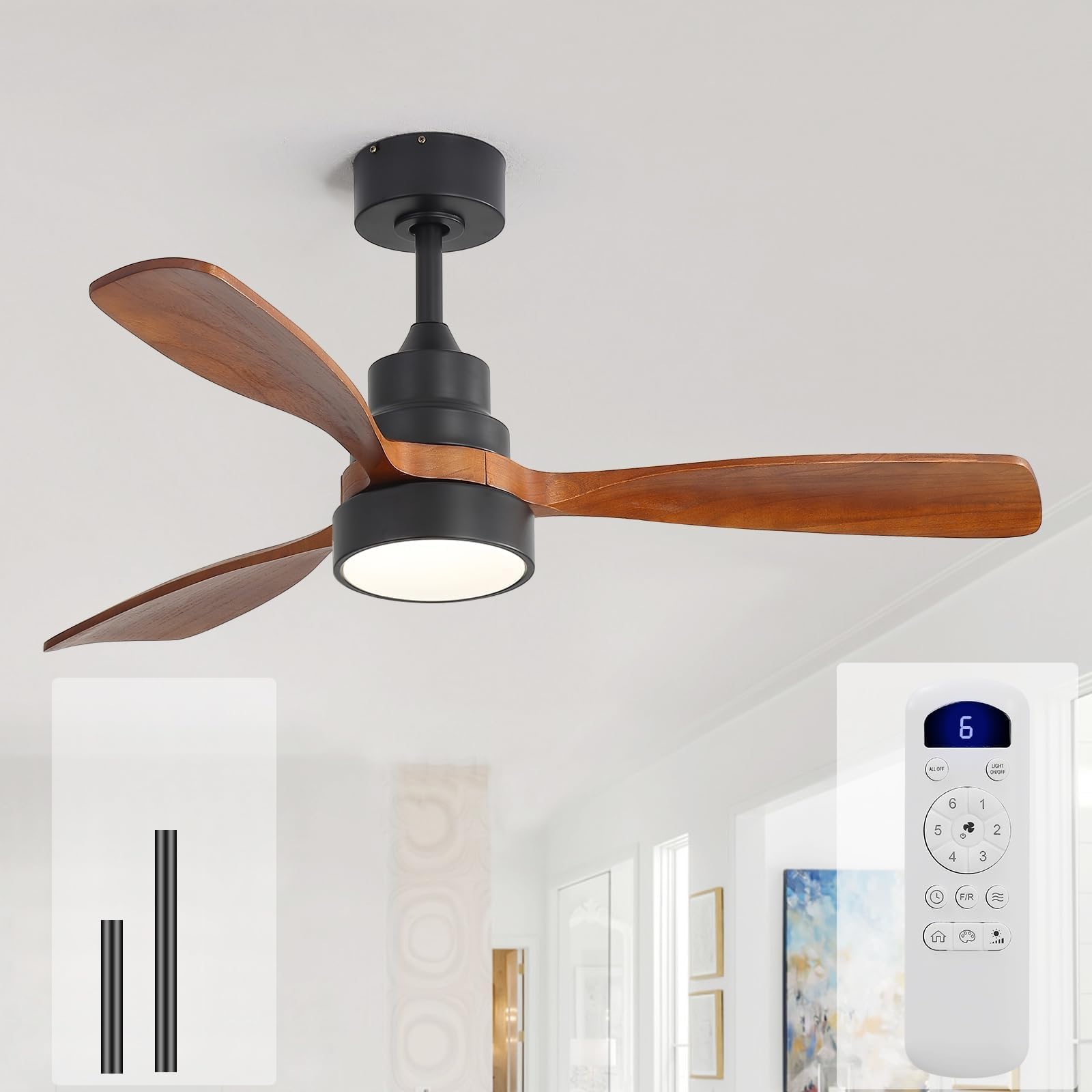 Sofucor 52" Wood Ceiling Fan with Lights & Remote -25
