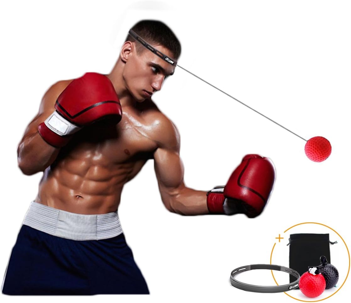georsh9 Boxing Reflex Fight Ball - BOXING DRILL for Timing & Accuracy - 2 Difficulty Level Punching Elastic Balls on a Band for Training to Take Focus and Increase Hand Eye Coordination