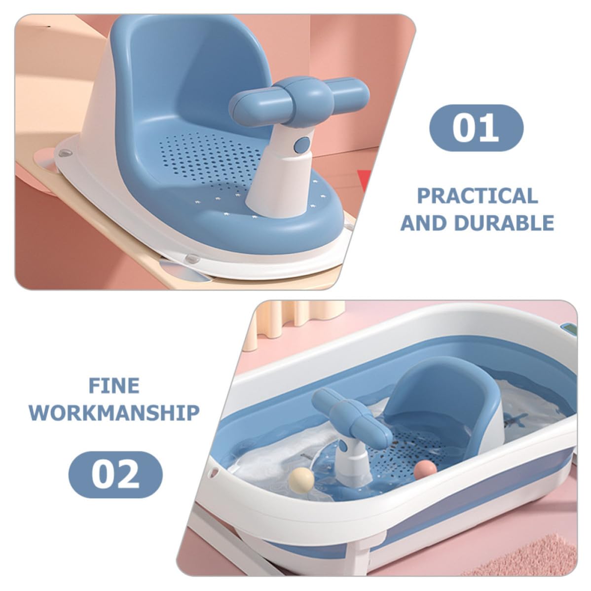 Asiento de Baño Estable de PP Azul para Bebés Recién Nacidos