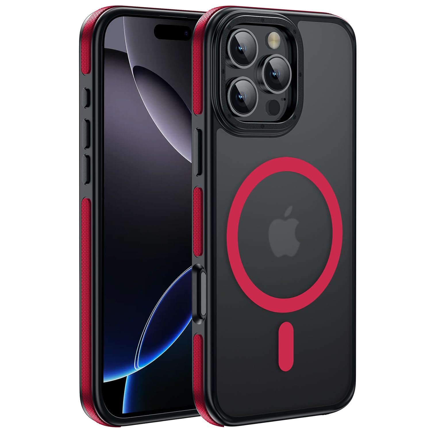 Yzoiko Strong Magnetic case for iPhone 16 Pro [10Ft Military-Grade Protection] Compatible with fit MagSafe Shockproof Slim Thin Cover 6.3 inch 16 Pro Phone case, Red Bumper