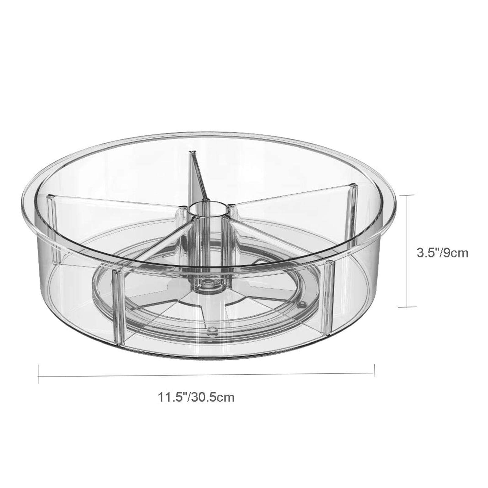 Lazy Susan Plateau tournant nizer pour condiments, épices et ustensiles Conteneur de rangement en plastique avec sections divisées