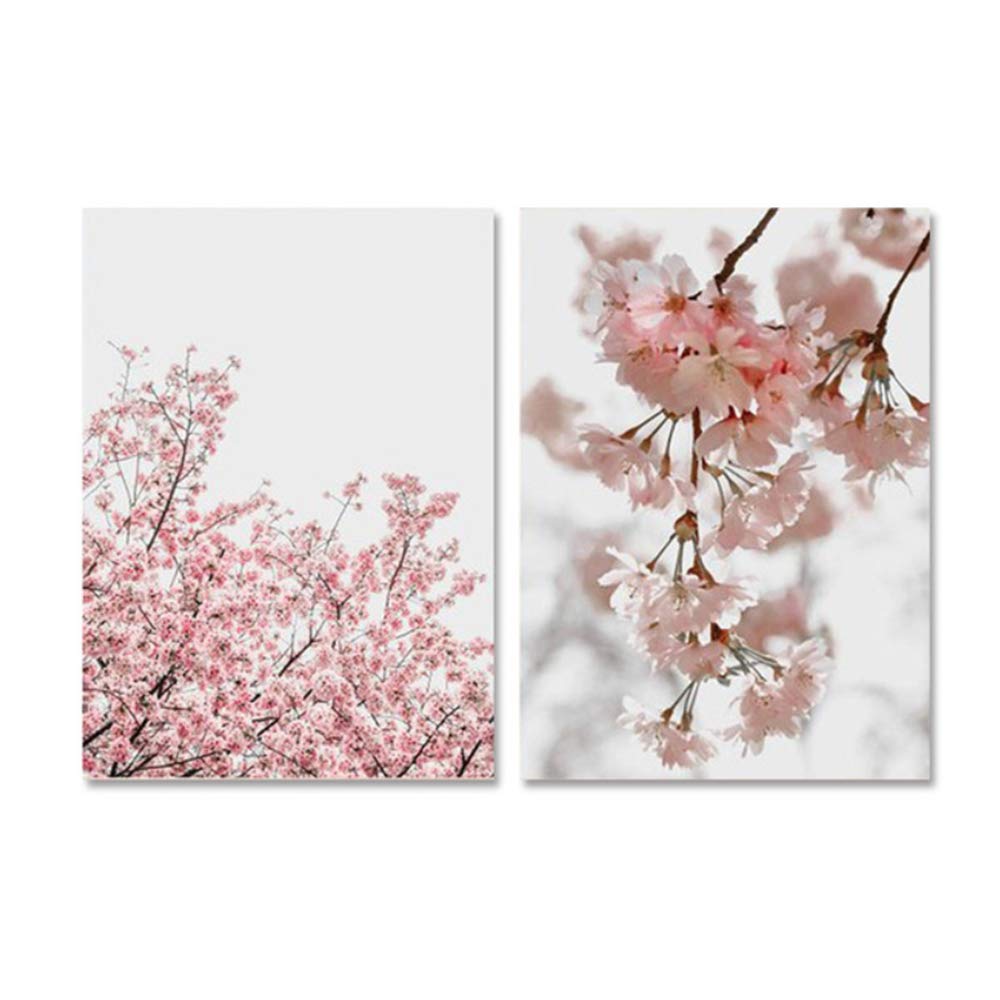 Carteles e Impresiones de Flores de Color Rosa Imágenes de Sakura para Carteles de Plantas de Sala de Estar en la Pared Decoración Moderna para el hogar-40x50 cm con Marco
