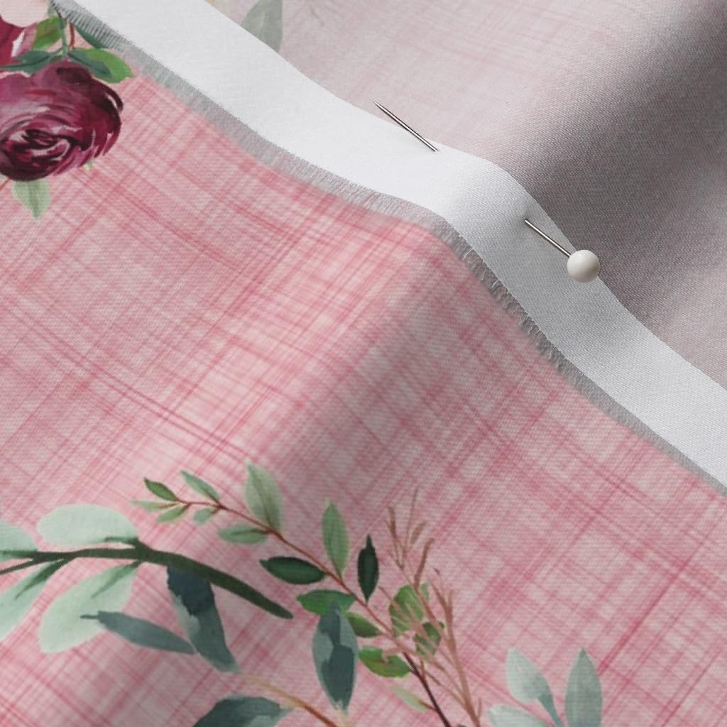 Spoonflower Fabric - Floral Cow Pink Girl Blush Mauve Animals Printed on Organic Cotton Sateen Fabric by The Yard - Sewing Quilting Apparel Home Decor