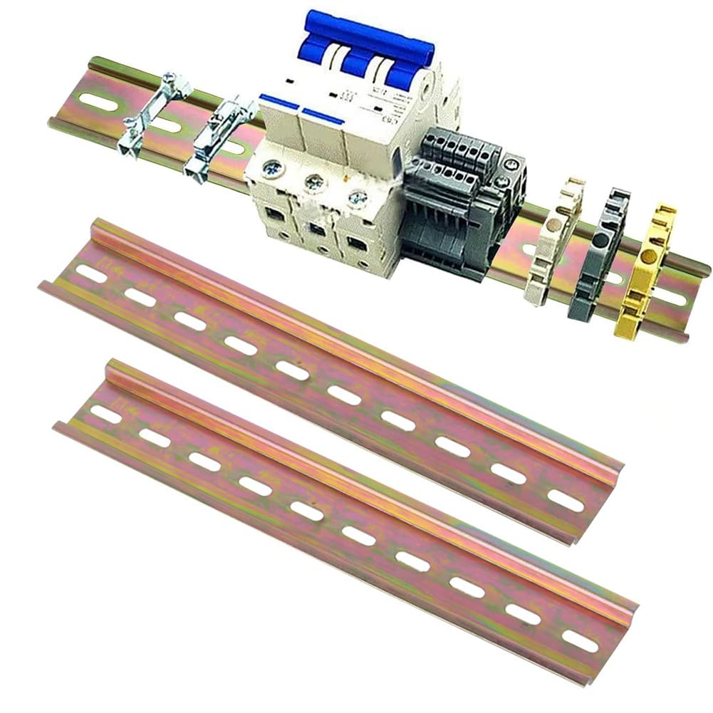 Riel de Montaje DIN,Carril DIN,Guía DIN,20cmx3.5cm Metal Ranurado de montaje DIN Carril,Puentes de Cables para La Instalación en Armarios de Distribución