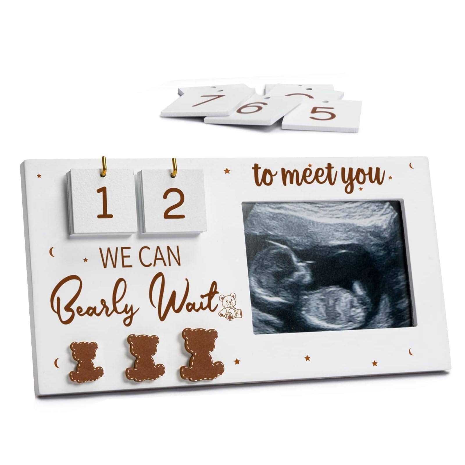 AOZBZ Cornice In Legno Per Pietre Miliari Del Bambino - Con Targhette Acriliche 0-17 Mesi - Regalo Per Battesimo E Baby Shower