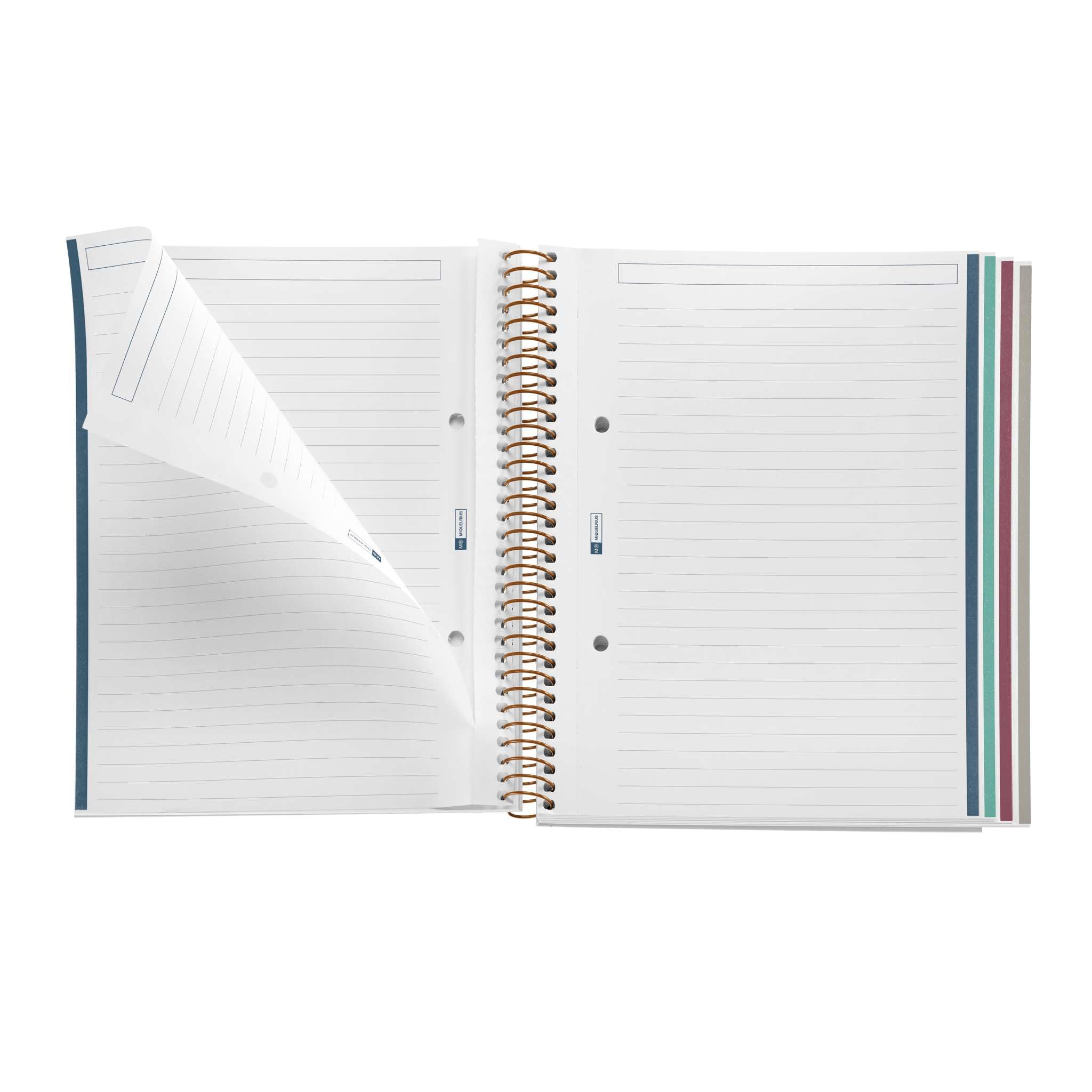 Miquelrius Cahier à reliure spirale A5 100 feuilles lignées 70 g/m² Couverture carton rigide