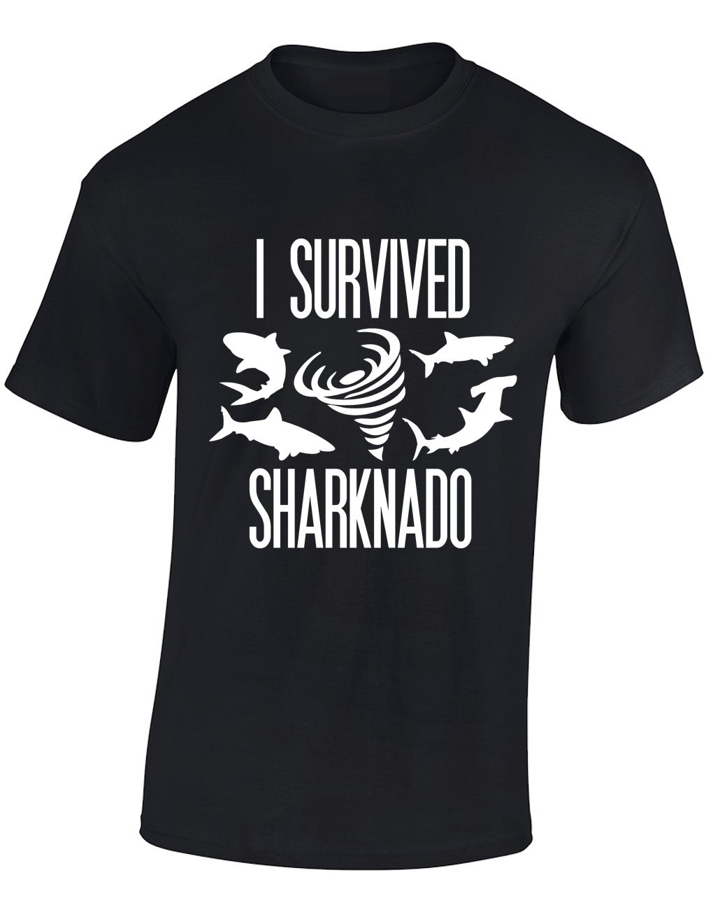 Crown Designs Men's Black I Survived Sharknado Funny Cool For & Teenagers T-Shirts Tops - /Large
