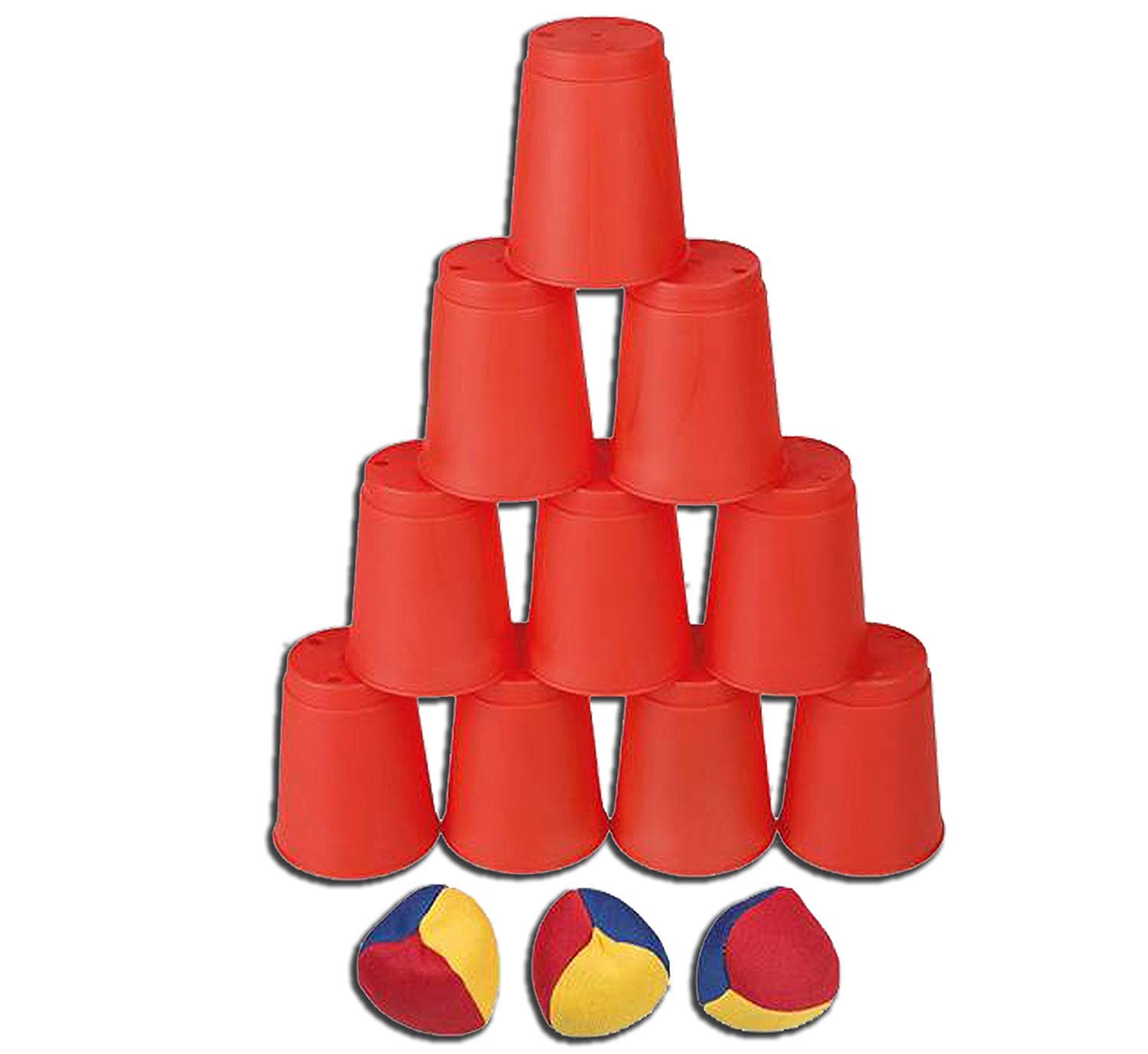 Idena 40416 Ballwurfspiel mit 10 Bechern und 3 Bällen, bunt (Bunt, Komplett-Set 5tlg.)