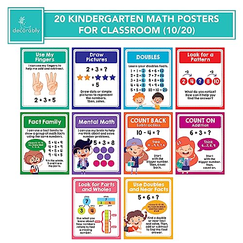Decorably 20 Vibrant Math Posters Elementary School, 11x14in M | Shop ...