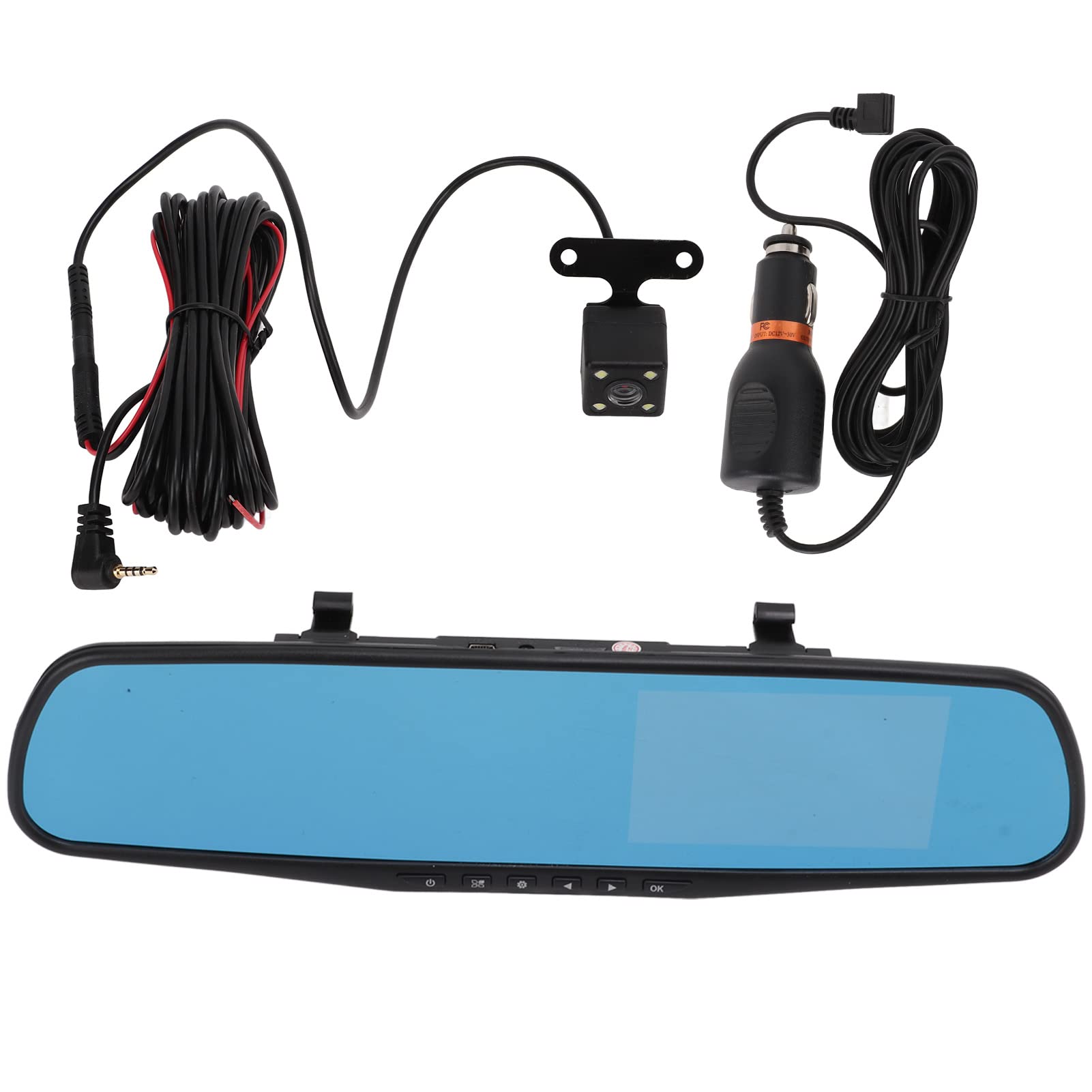 Enregistreur de Conduite de Rétroviseur, 4.3 Pouces 1080P Mirror Dash Cam Caméra de Rétroviseur Double Enregistreur de Conduite Moniteur de Stationnement Enregistrement en Boucle Caméra de Recul