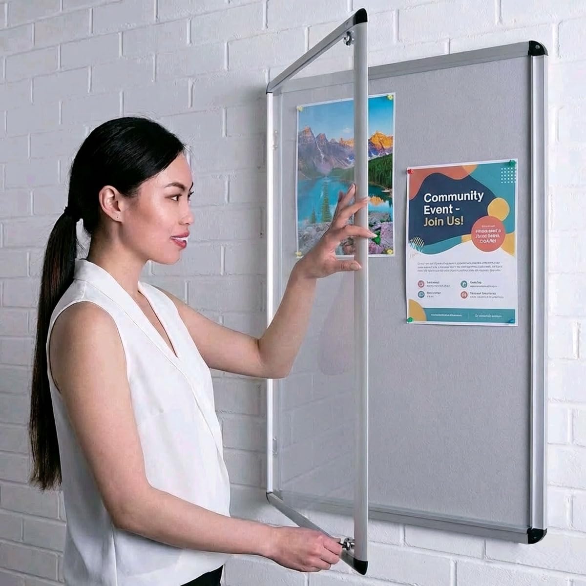 Wonderwall Classic Tamperproof Lockable Grey Felt Noticeboard, 90 x 60 cm, Aluminium Frame with 2 Safety Locks & Keys - Aluminium Frame, Indoor Use - Ideal for Office, School — image 1