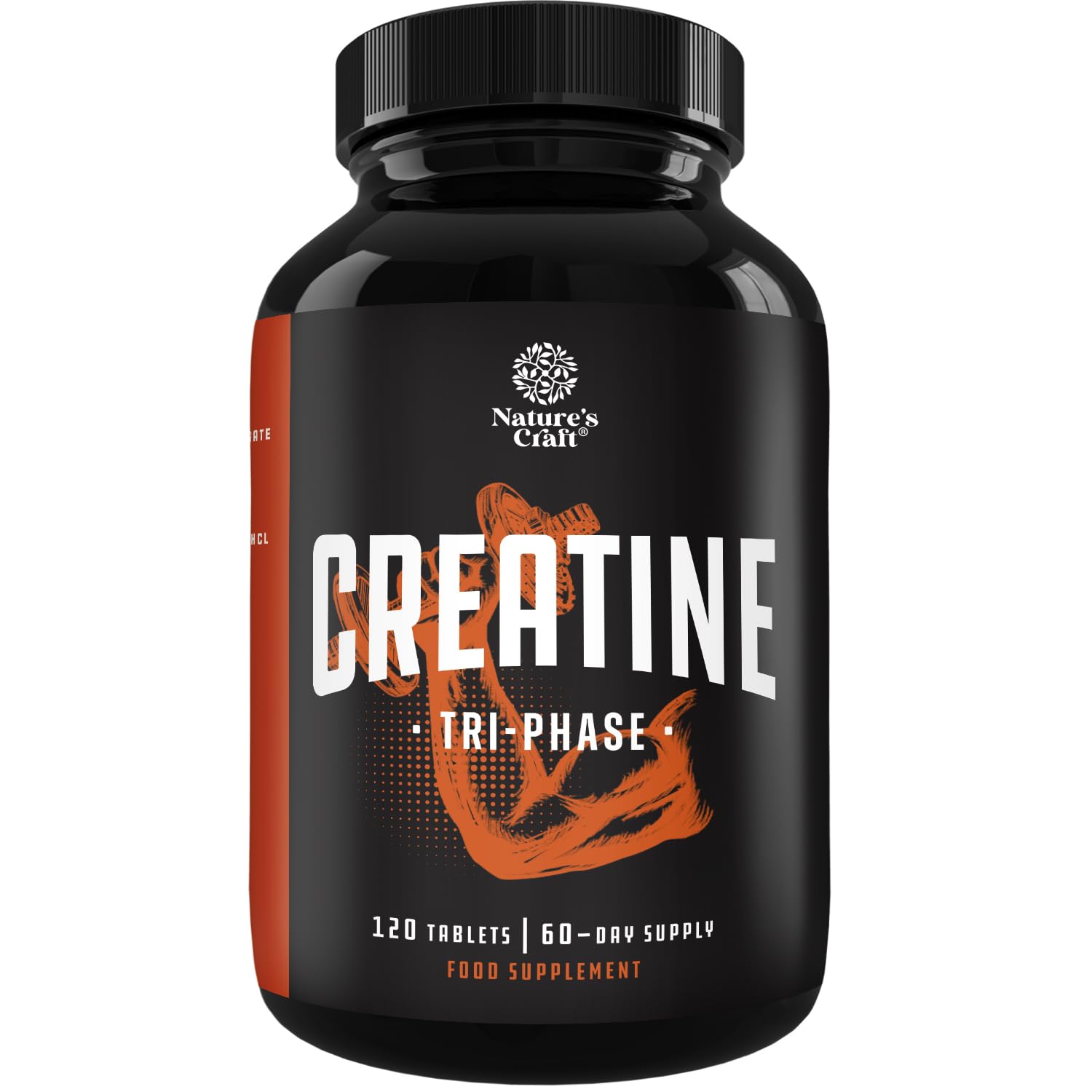 High Strength Tri Phase Creatine Tablets for Women & Men - Formula Blend of Creatine Monohydrate, HCL & Pyruvate Supplement - Muscle Mass Gain & Recovery Supplement - 120 Tablets