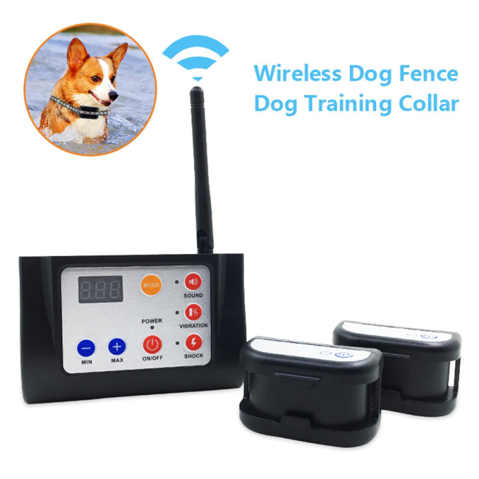 1pc clôture pour Chien sans Fil clôture électronique pour Animaux de Compagnie étanche avec Fonction de Son et de Choc 2 en 1 Collier d'entraînement de clôture pour Chien électrique