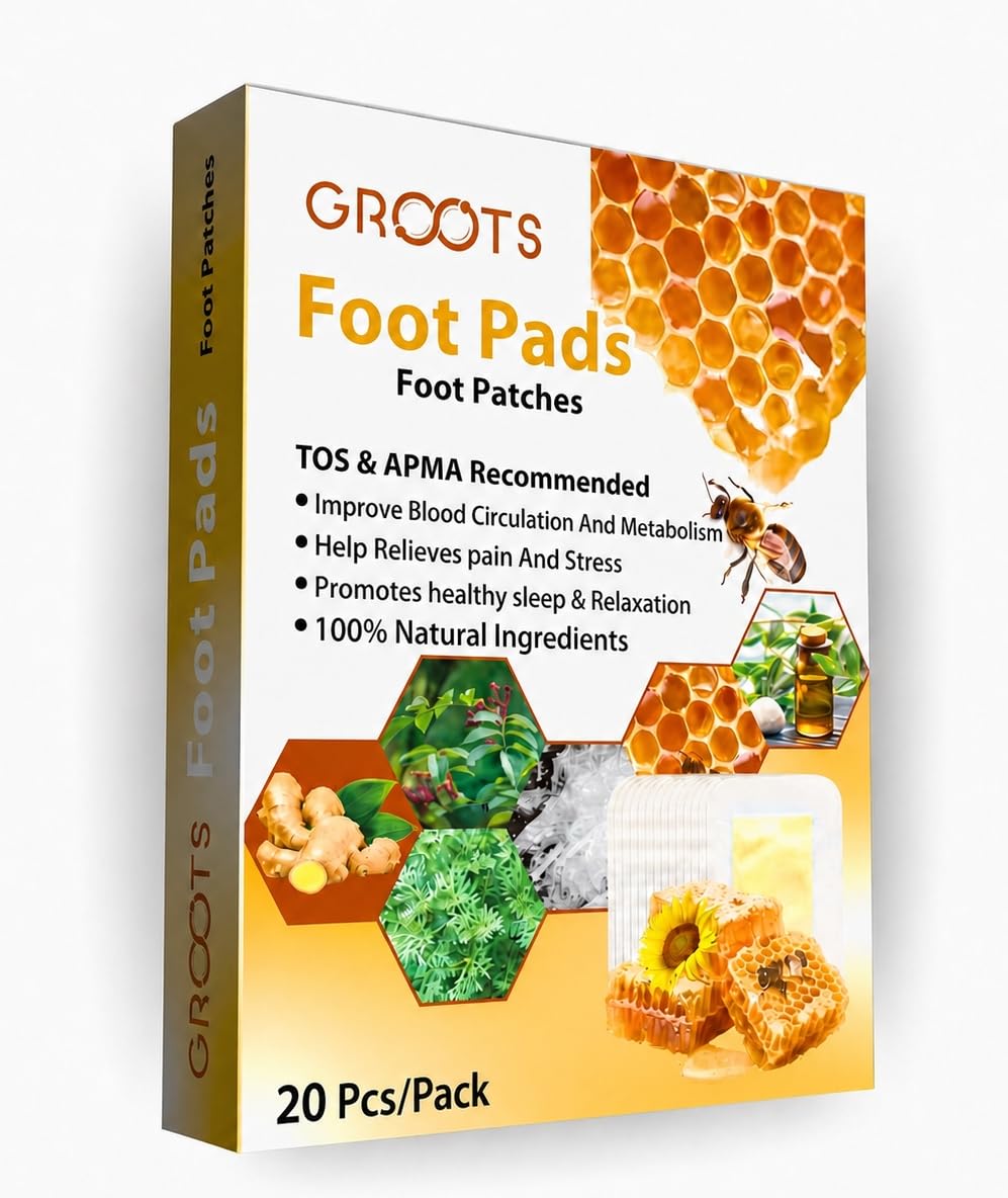 GROOTS Detox Foot patches, Pain Relief Detox patch, Cleansing Toxin Remover Foot Pads, Detoxify Stress Relief Sleep Patch for Detoxification, For Men & Women (1 BOXES = 20 Patches) (Pack OF 2)-image-36