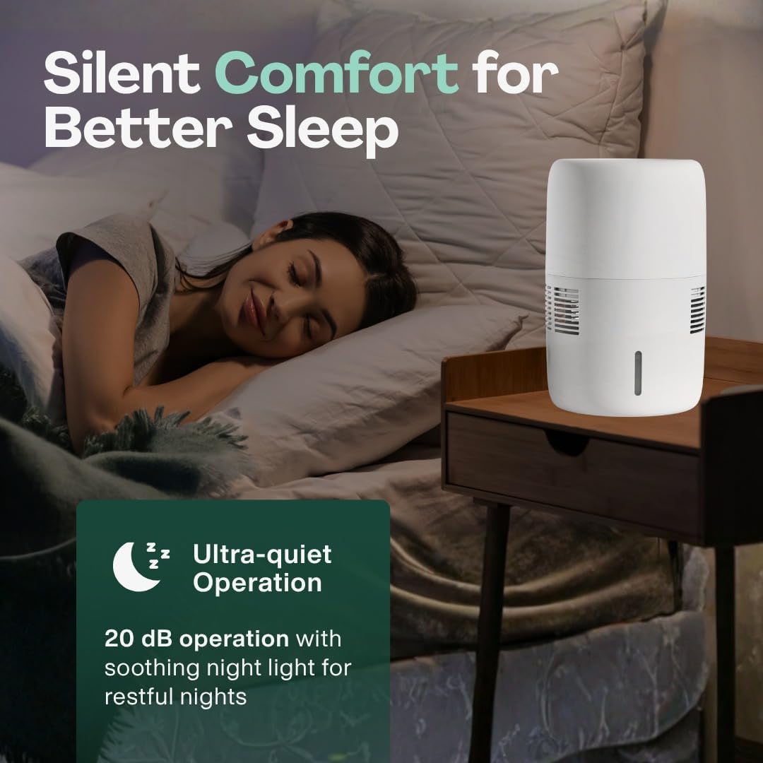 Smart Evaporative Humidifier with App Control & 3L Tank – Mist-Free, No White Dust – Quiet Operation for Better Sleep – Klarta Humea Beige