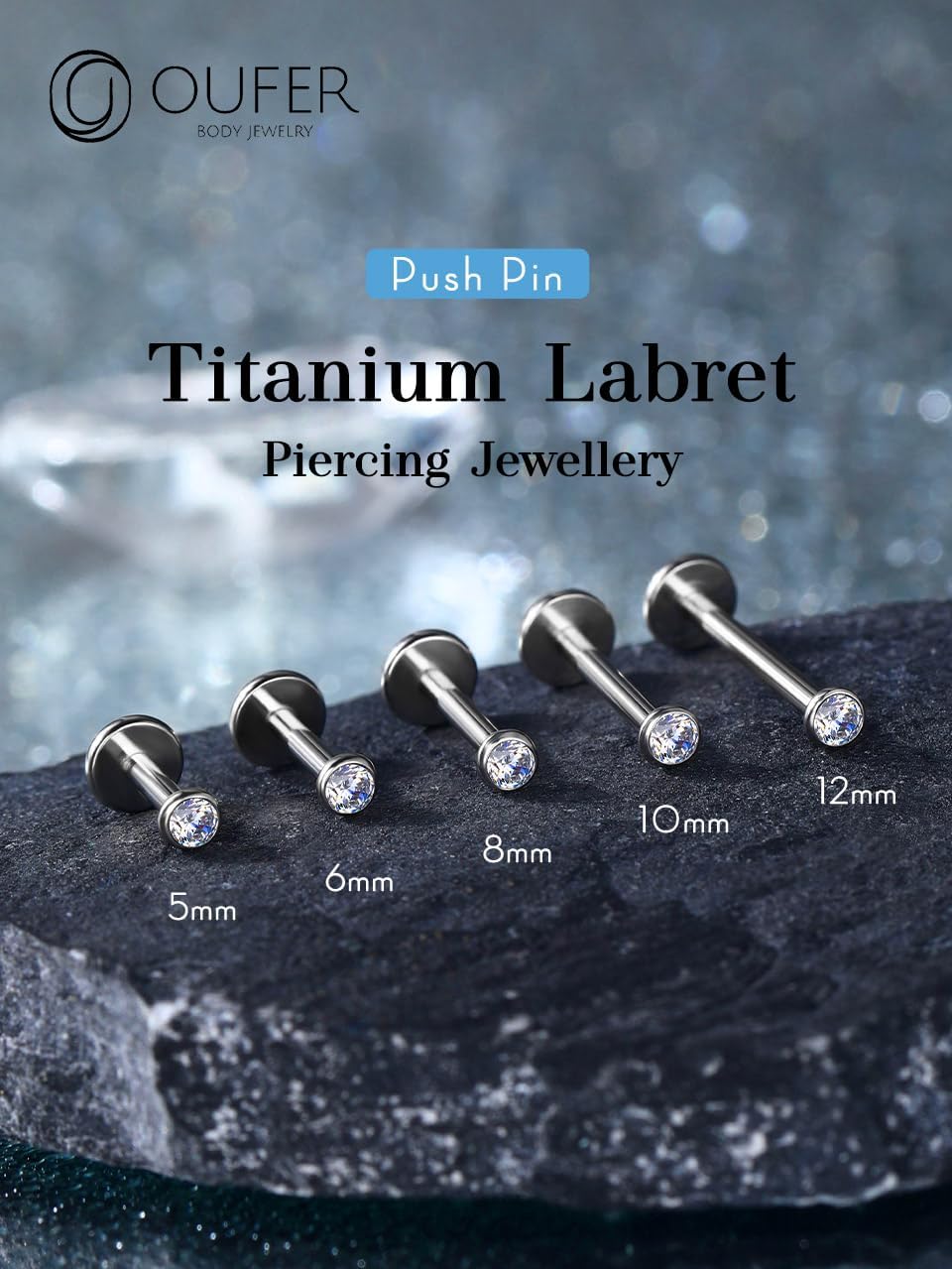 OUFER 2Pcs 20G/18G/16G G23 Titanium Threadless Nose Stud Earrings Flat Back Tiny CZ Small Nose Helix Cartilage Tragus Conch Labret Medusa Monroe Piercing Jewelry for Women Men - Image 8