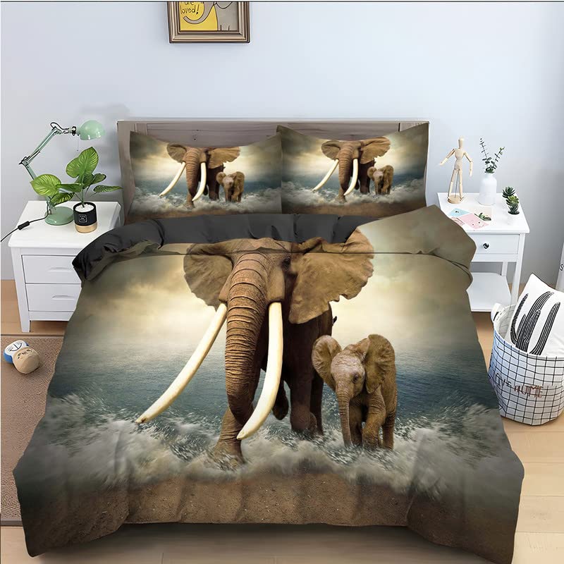 Housse de couette 240x260 éléphant jaune à fermeture éclair pour un lit impeccable