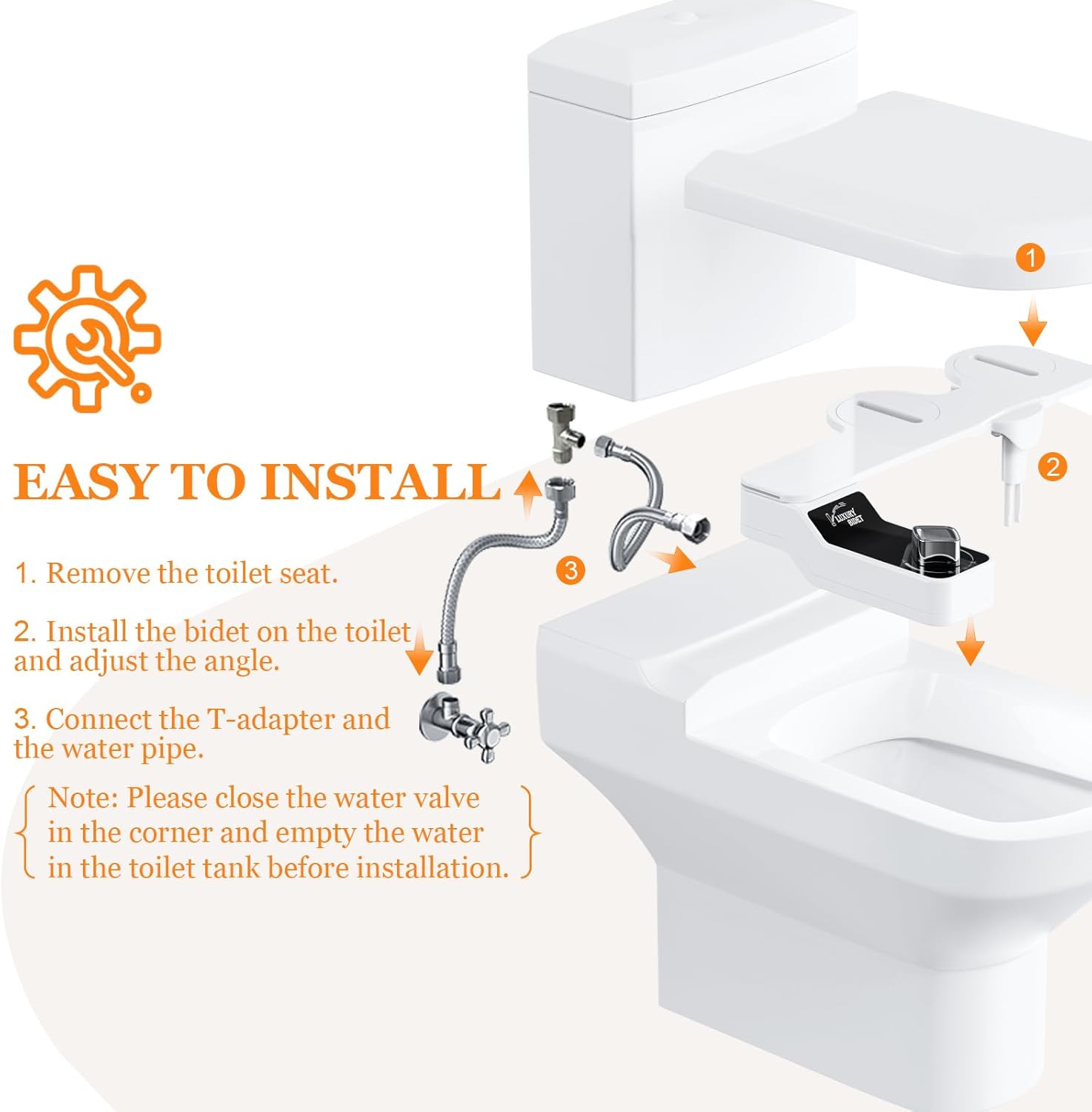 Bidet Attachment for Toilet - A Non-Electric Self Cleaning Water Sprayer with Adjustable Water Pressure, Ultra-Slim Bidet Attachment, Rear and Feminine Wash, Angle Control & Easy Home Installation