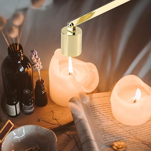 Miniatura 6 de Yoption Snuffer de mechas de velas, extintor de velas de acero inoxidable, accesorio con mango largo para apagar la llama (dorado)