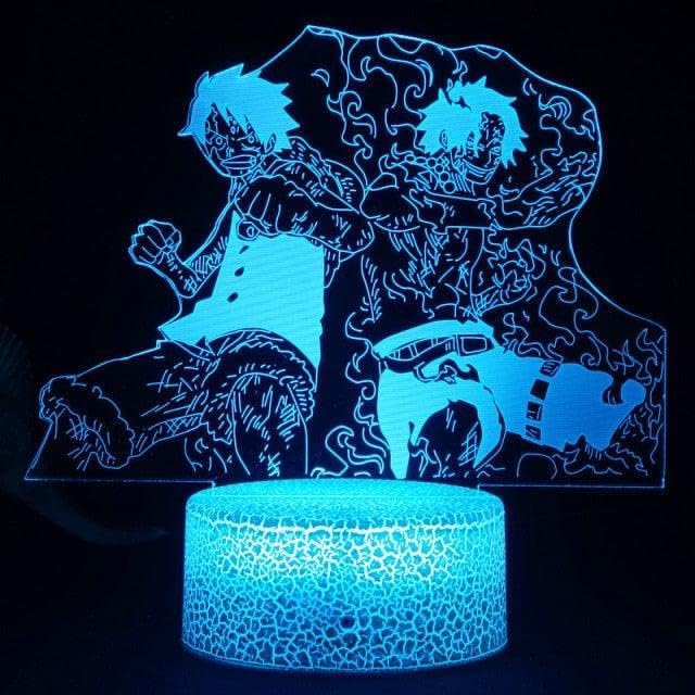 Cartoon One Piece Hero Monkey D. Luffy Anime Figure Paramount War 3D LED Optical Illusion Bedroom Decor Table Lamp with Remote 7 Colors Acrylic Sleep Night Light Birthday Xmas Gifts for Child Kids
