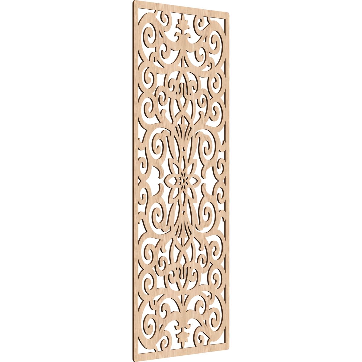 Buel Decorative Pierced Fretwork Wood Wall Panels, 27 3/8"W x 69 3/8"H x 3/8"T, Red Oak