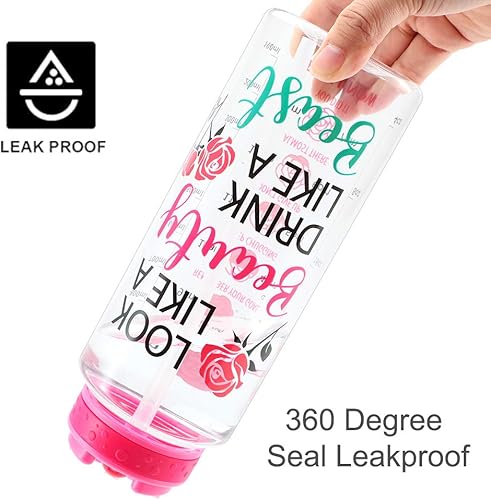 Miniatura 4 de Home Tune Botella de agua motivacional de 32 onzas con popote y marcador de tiempo, Tritan libre de BPA y popote abatible a prueba de fugas, asa de