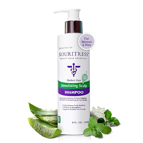 NouriTress Champú estimulante para el cuero cabelludo, champú para cuero cabelludo seco, promueve el crecimiento del cabello con alcanfor, menta y
