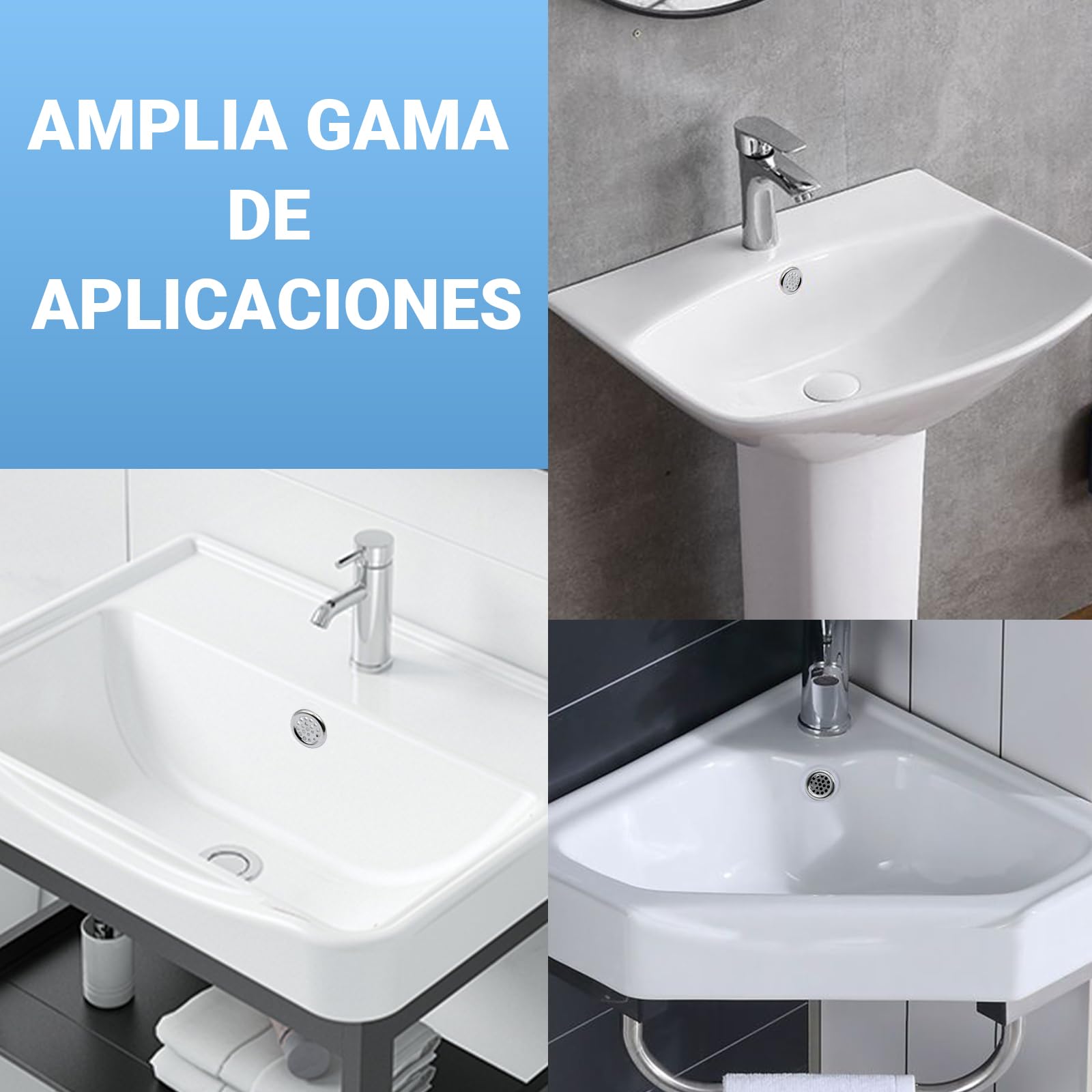 ZOCONE 8 Piezas Embellecedor Lavabo Agujero, Anillo Desbordamiento Embellecedor Rebosadero Lavabo, Anillo Hueco Agujero Redondo Tapa Rebosadero Lavabo Inserto para Fregadero, Baño, Cocina