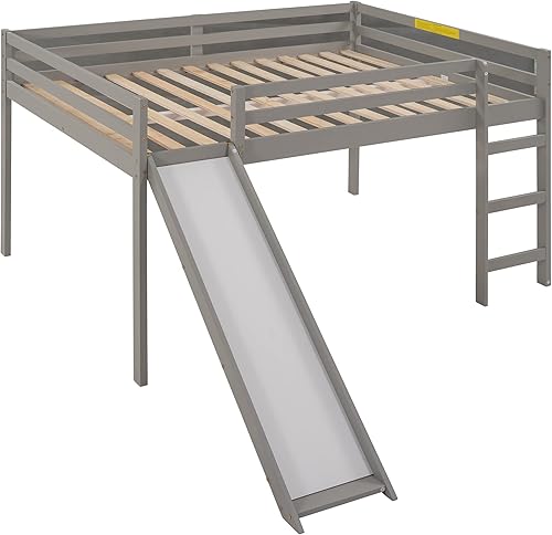 Miniatura 22 de Harper & Bright Designs Cama tipo loft individual con tobogán, marco de cama individual con escalera y barandilla de alta seguridad, marco de cama