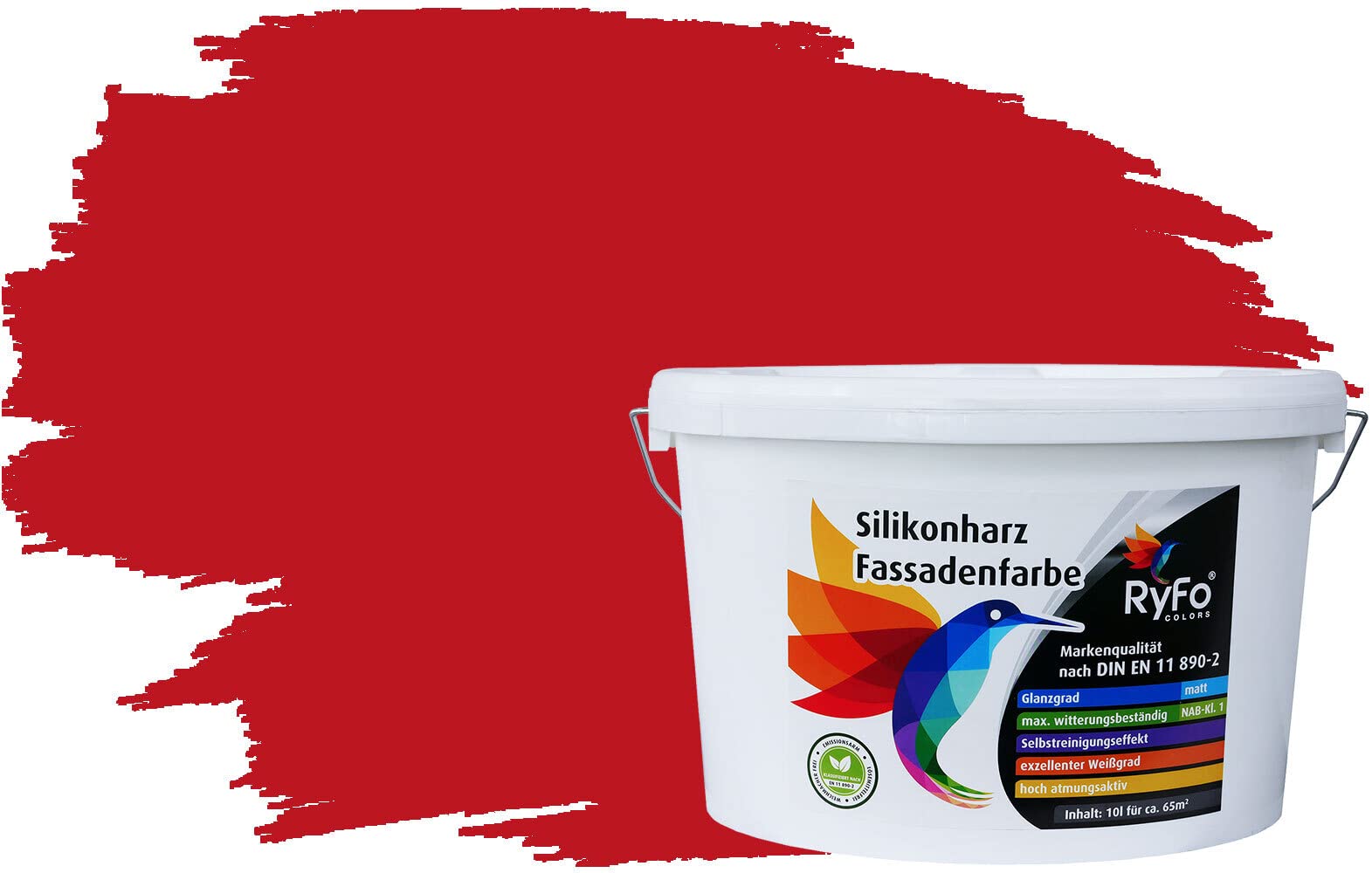 RyFo Colors Silikonharz Fassadenfarbe Lotuseffekt Trend Chinarot 10l Deckkraft Klasse 1