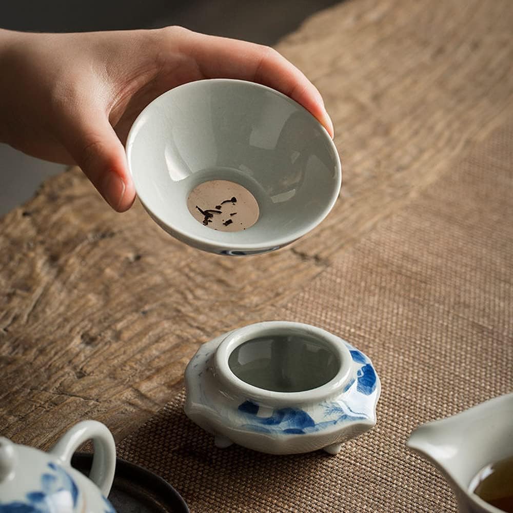 XIALON 3.2inch Hand Painted Ceramic Tea Strainer Tea Filter Kung Fu Tea Set Tea Ceremony