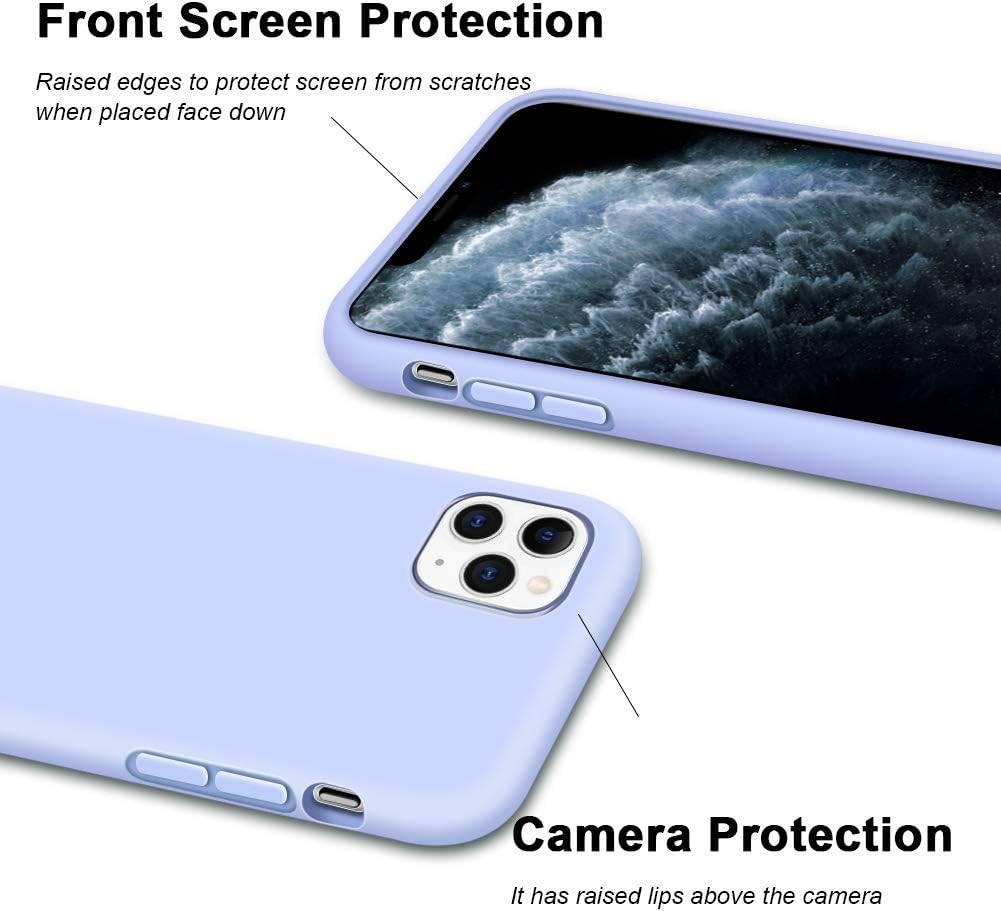 Anuck Case for iPhone 11 Pro Case 5.8 inch, Non-Slip Liquid Silicone Gel Rubber Bumper Case with Soft Microfiber Lining Hard Shell Shockproof Full-Body Protective Case Cover - Light Purple