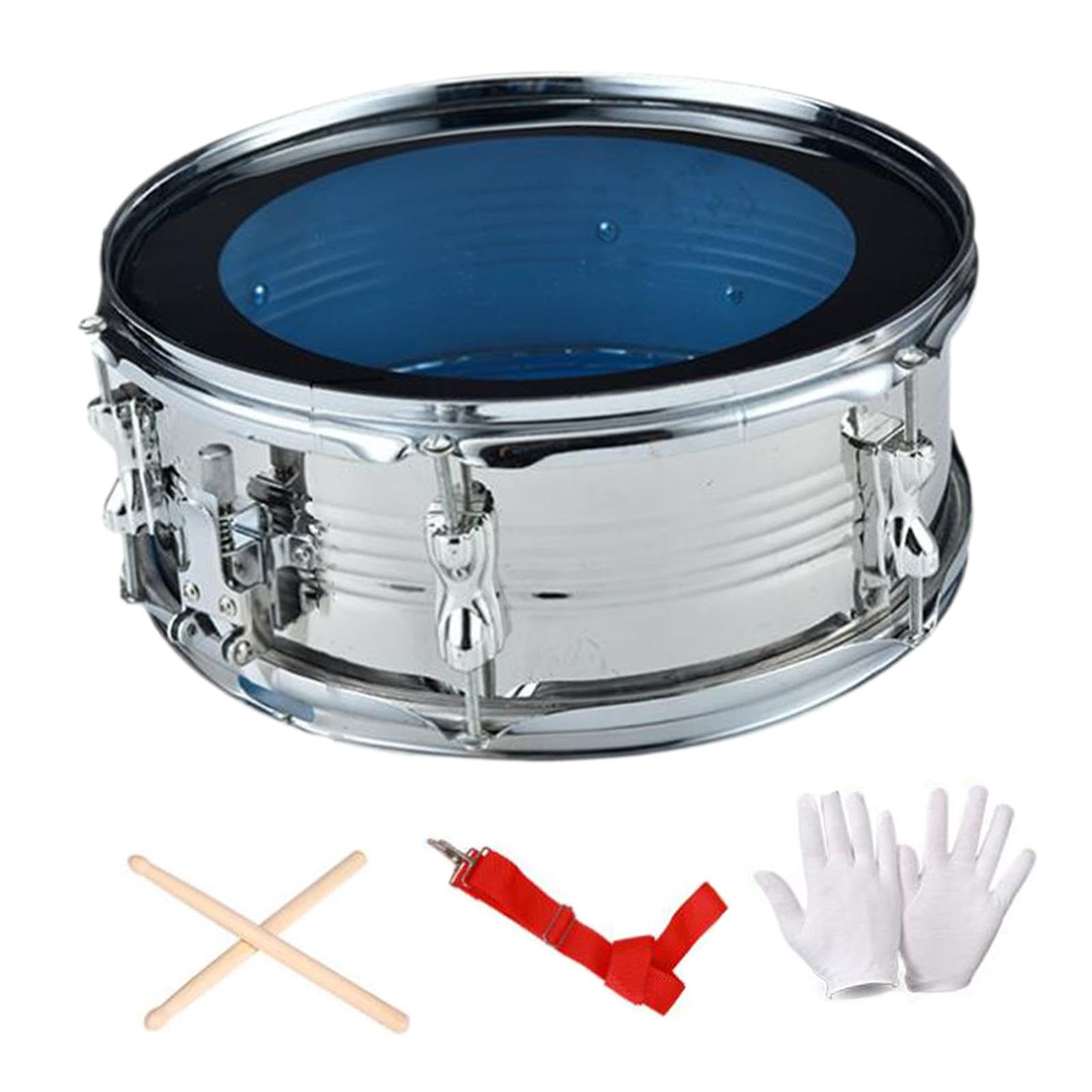 Harilla Caisse claire de 13 pouces pour apprentissage de la musique, instrument de percussion portable, instruments de musique pour garçons, filles, Argent