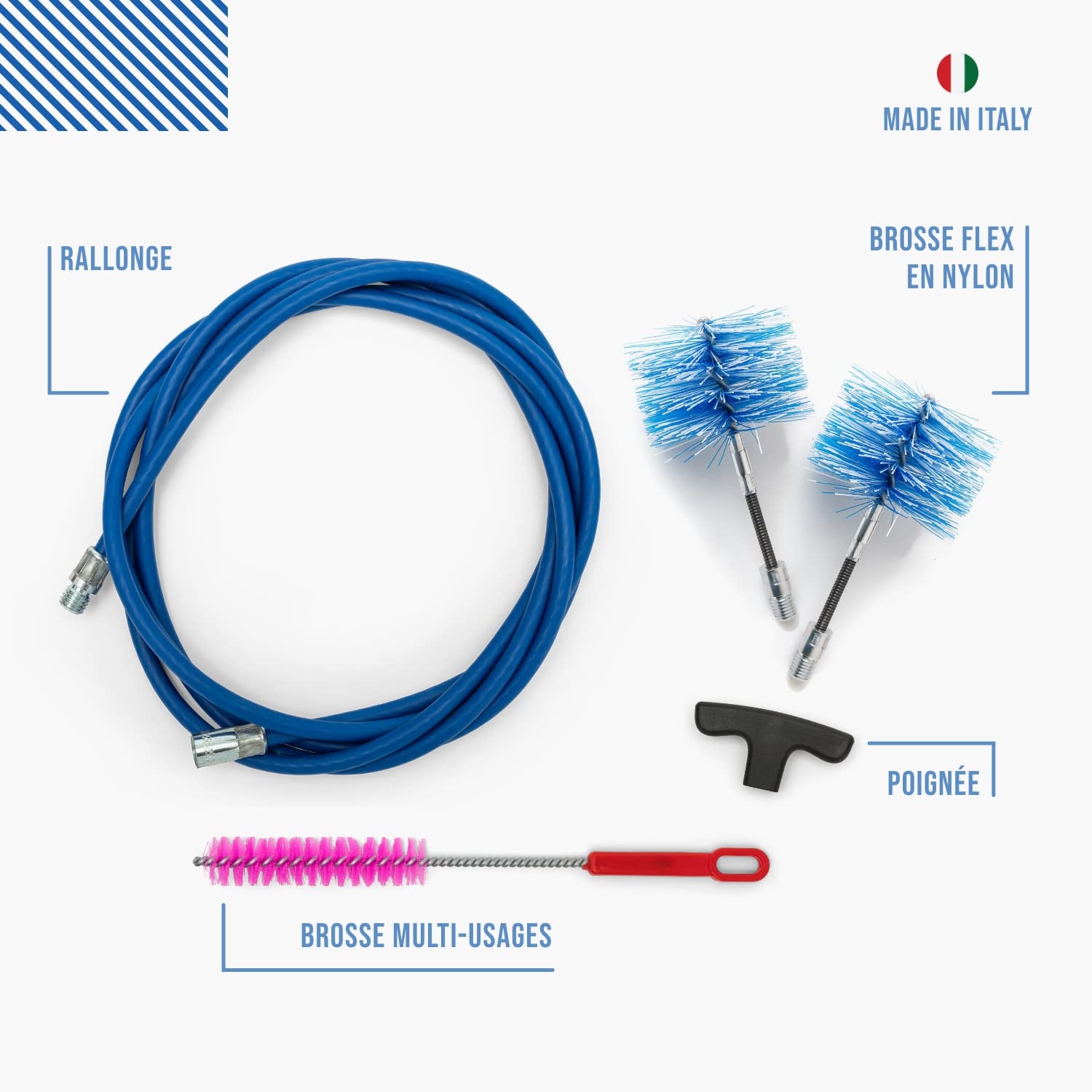 BARETTO Flex Kit Ramonage Poêle à Granulés 3 mètres Ø 80-100 mm