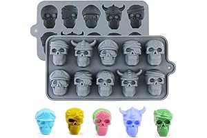 Silicone Skull Molds for Chocolate, Hard Candy, Crayons, Jello, Whiskey Cubes