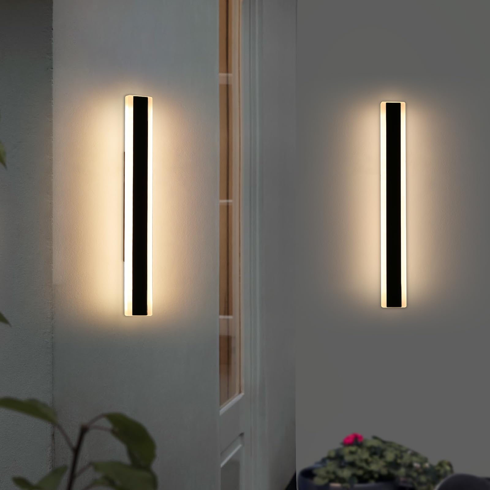 Mikeru 60CM Acrylic Wall Light, 2Pack Outdoor LED Front Door Lights 22W 3000K Warm White Wall Light Downlight Lighting Mains Powered Wall Mounted for Garden, Villa Porch, Stairway — view 7