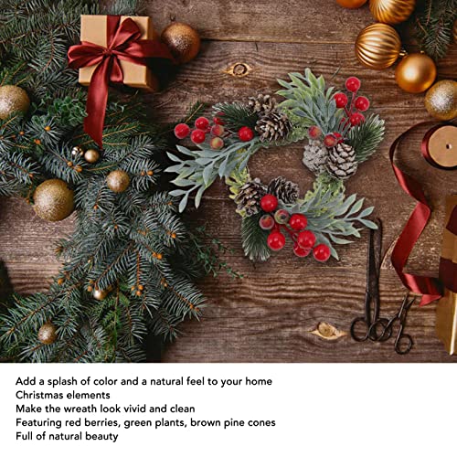 Coroa de Outono Artificial, Decoração de Outono de 7 Polegadas, Coroa de Frutas de Pinha de Outono,