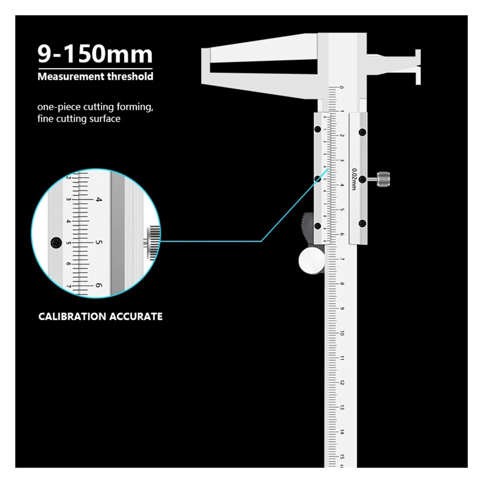 Calibrador Vernier De Ranura Interior Precisión 9-150mm/0,02, Herramientas Medición Calibre Interno 2 Garras Acero Inoxidable NíTido Y FáCil De Leer