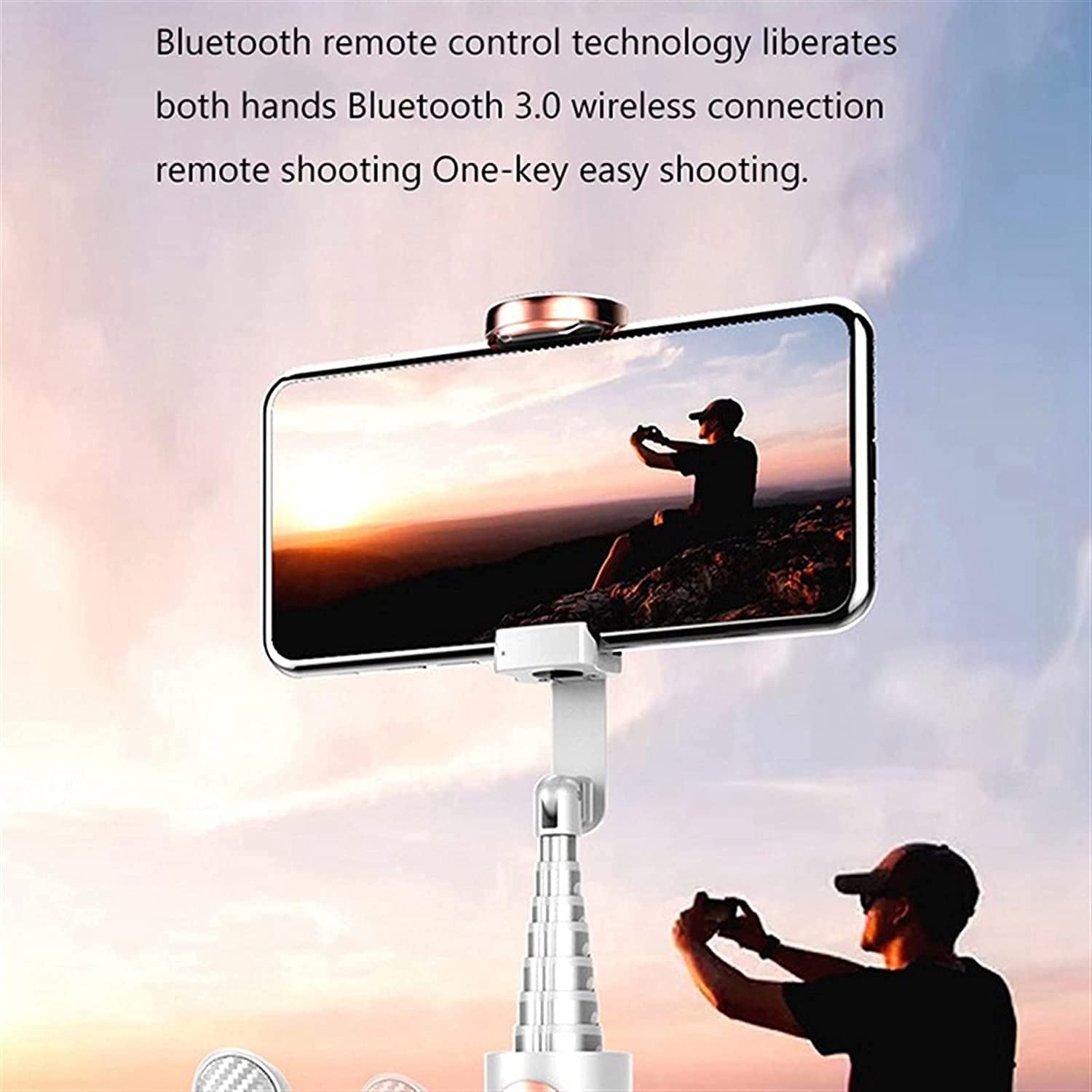 Niezawodny profesjonalny zintegrowany statyw kij do selfie Bluetooth telefon samowyzwalacz uchwyt dźwigniowy (kolor: biały) (kolor: czerwony)